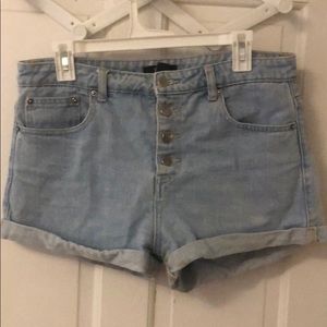 High rise light jean shorts